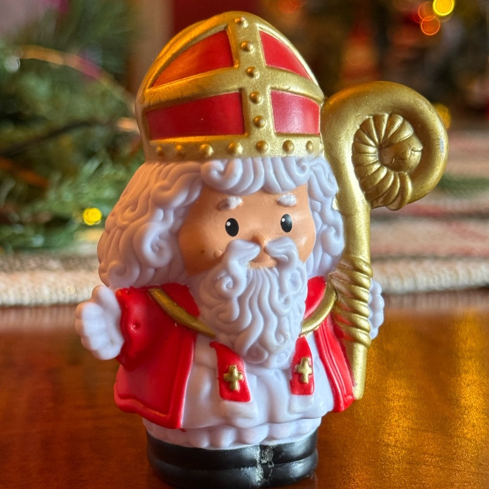 RARE! Red & Gold Sinterklaas Saint Nicholas little people fisher price Dutch